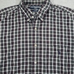 Ralph Lauren Golf Mens XL Tilden Green‎ Black Plaid Short Sleeve Shirt
